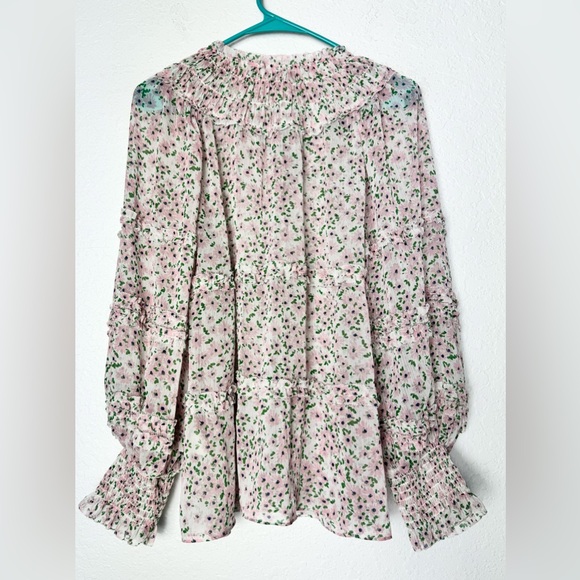 Alice & Olivia Margery Tiered Ruffle Button Front Blouse Size XL - Picture 5 of 11